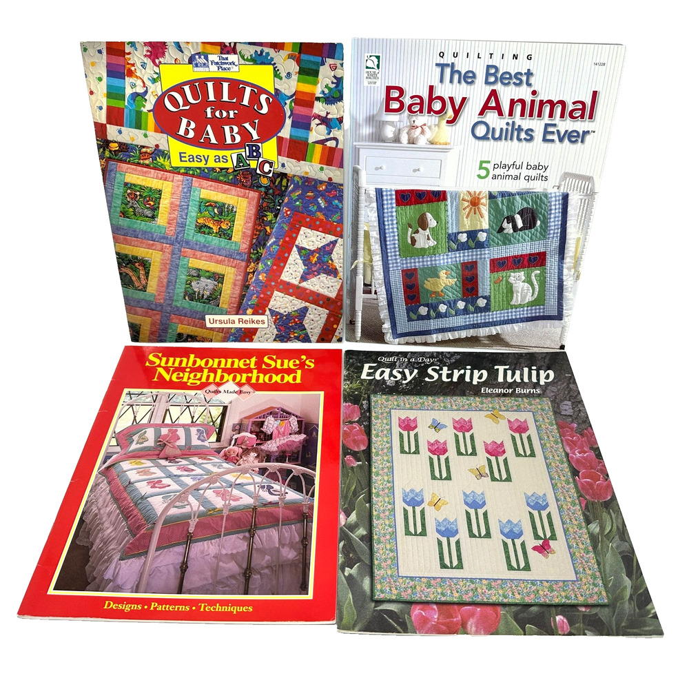 Lot 4 Quilt Pattern Books - Quilts for Baby Best Baby Animal Sunbonnet Sue Tulip